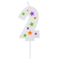 Свеча -цифра "2" Звезды 5см/V